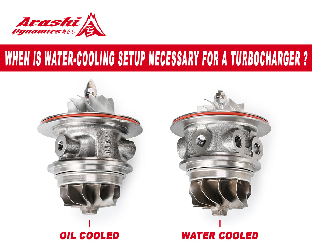 When is water-cooling setup necessary for a turbocharger?