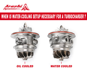 When is water-cooling setup necessary for a turbocharger?