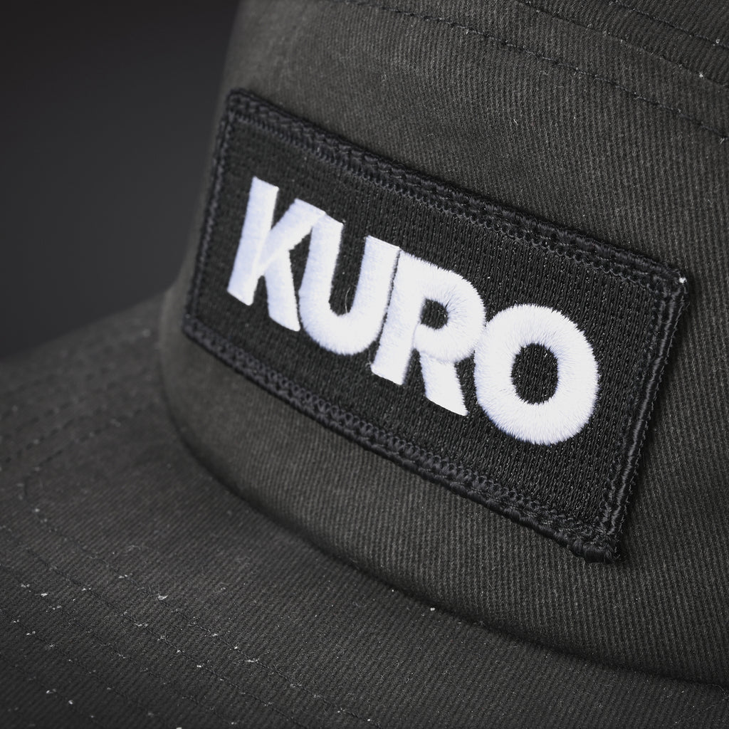 Arashi KURO 5 Panel Washed Cotton Flat Bill Baseball Cap