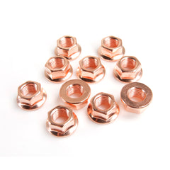 M10 x 1.25 Copper Exhaust Manifold Lock Nuts Set 14mm Hex (wrench size) 10 Pcs
