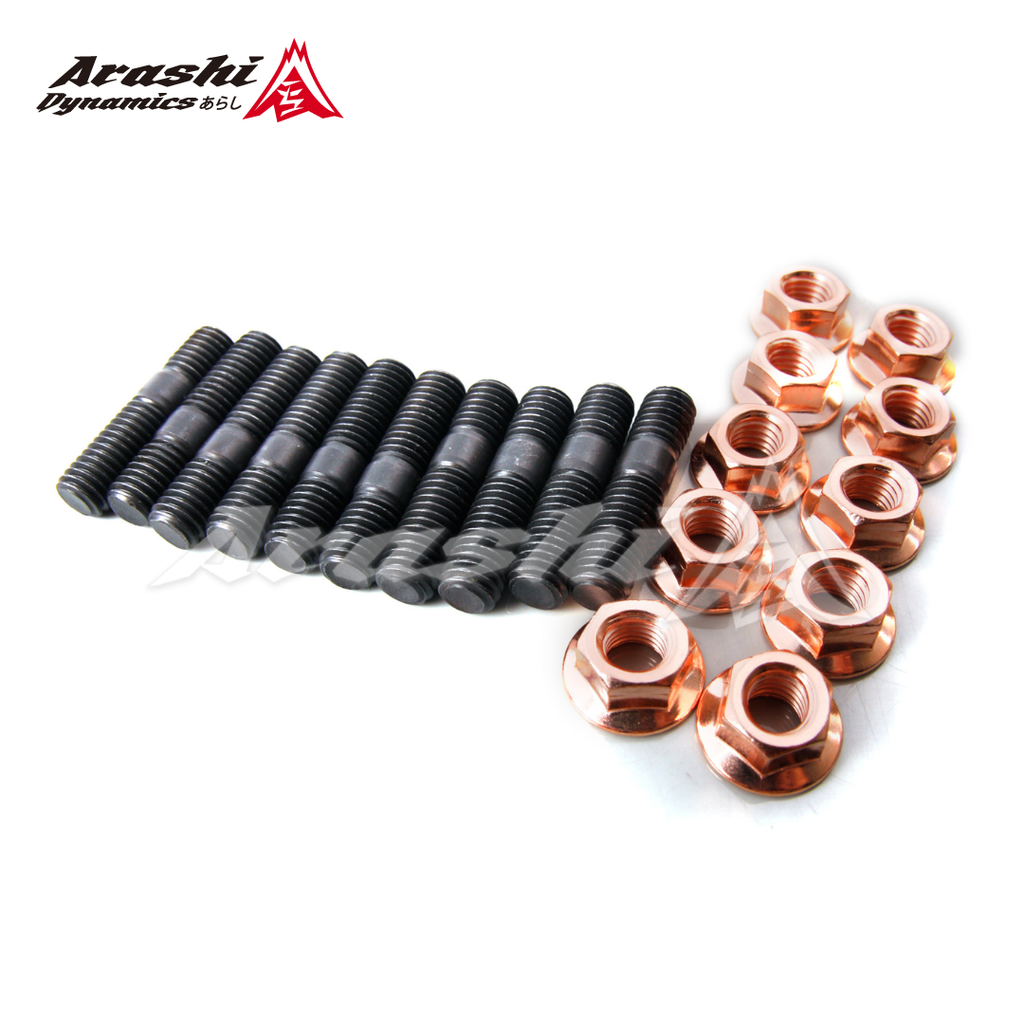 M8x1.25 Stud 35mm & Nut For RB20DET RB25 RB26 SR20 Turbo Exhaust Manifold / 10 Sets