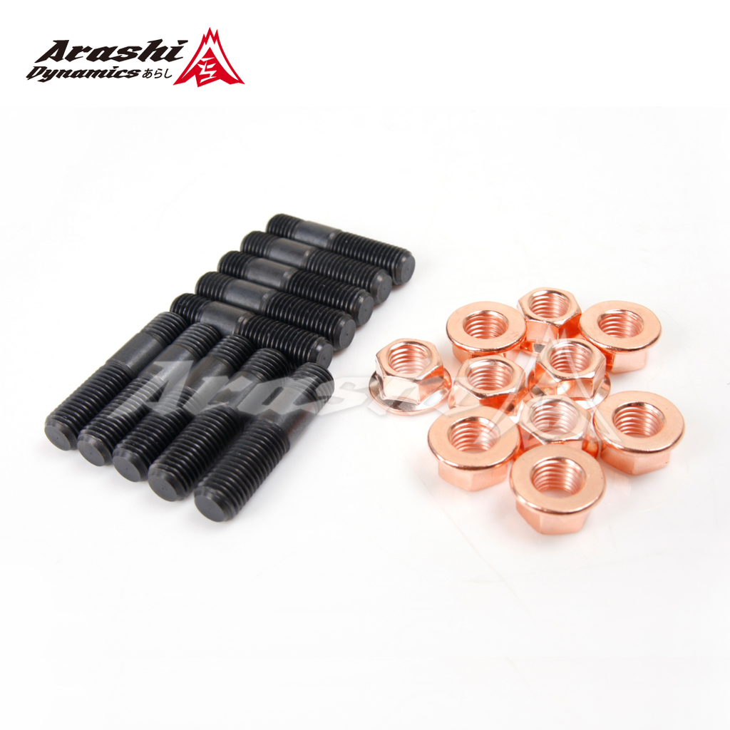M10x1.25 Stud 43mm & Nut For Mitsubishi DSM EVO 1~ EVO 9 EVOX TD05H TD06 Turbo / 10 Sets