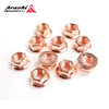 M10 x 1.5 Copper Exhaust Manifold Lock Nuts Set 15mm Hex (wrench size) 10 Pcs