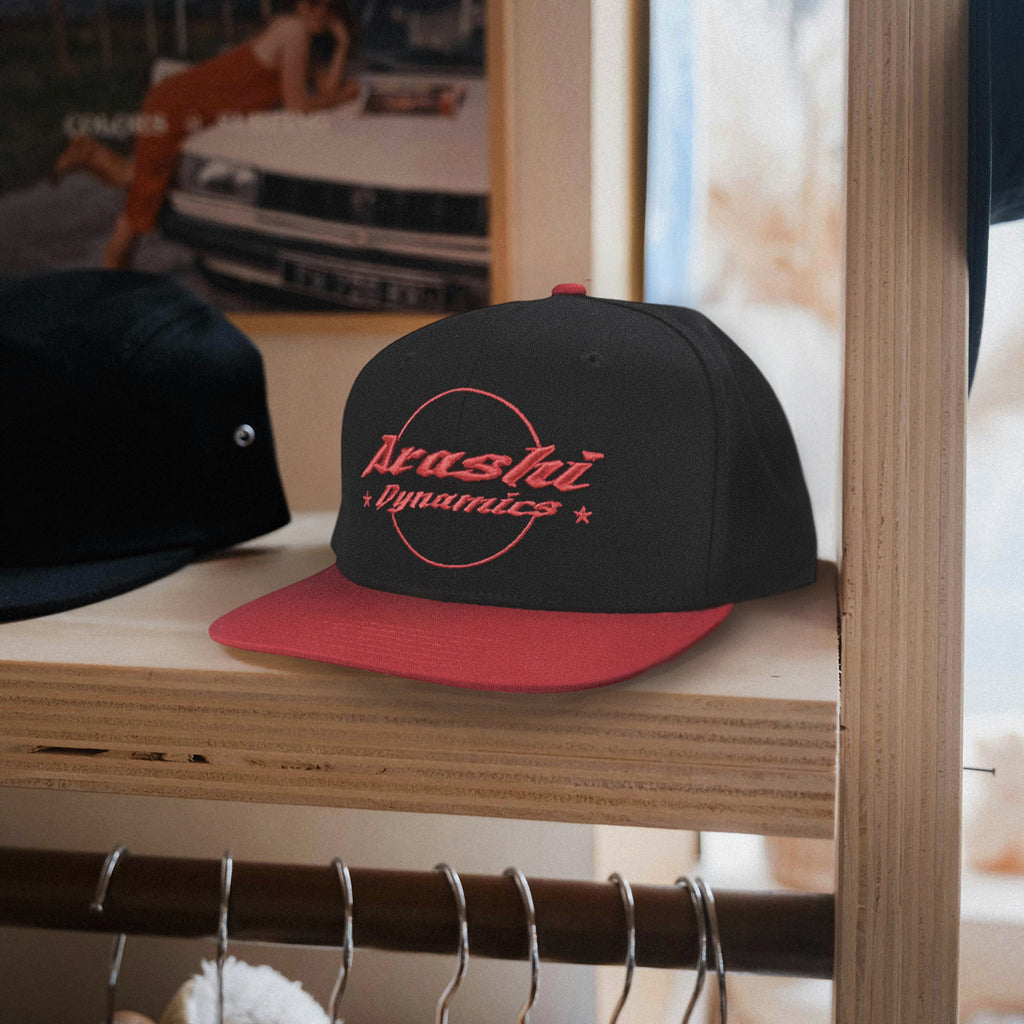 Arashi Flat Brim Black-red Adjustable Cap