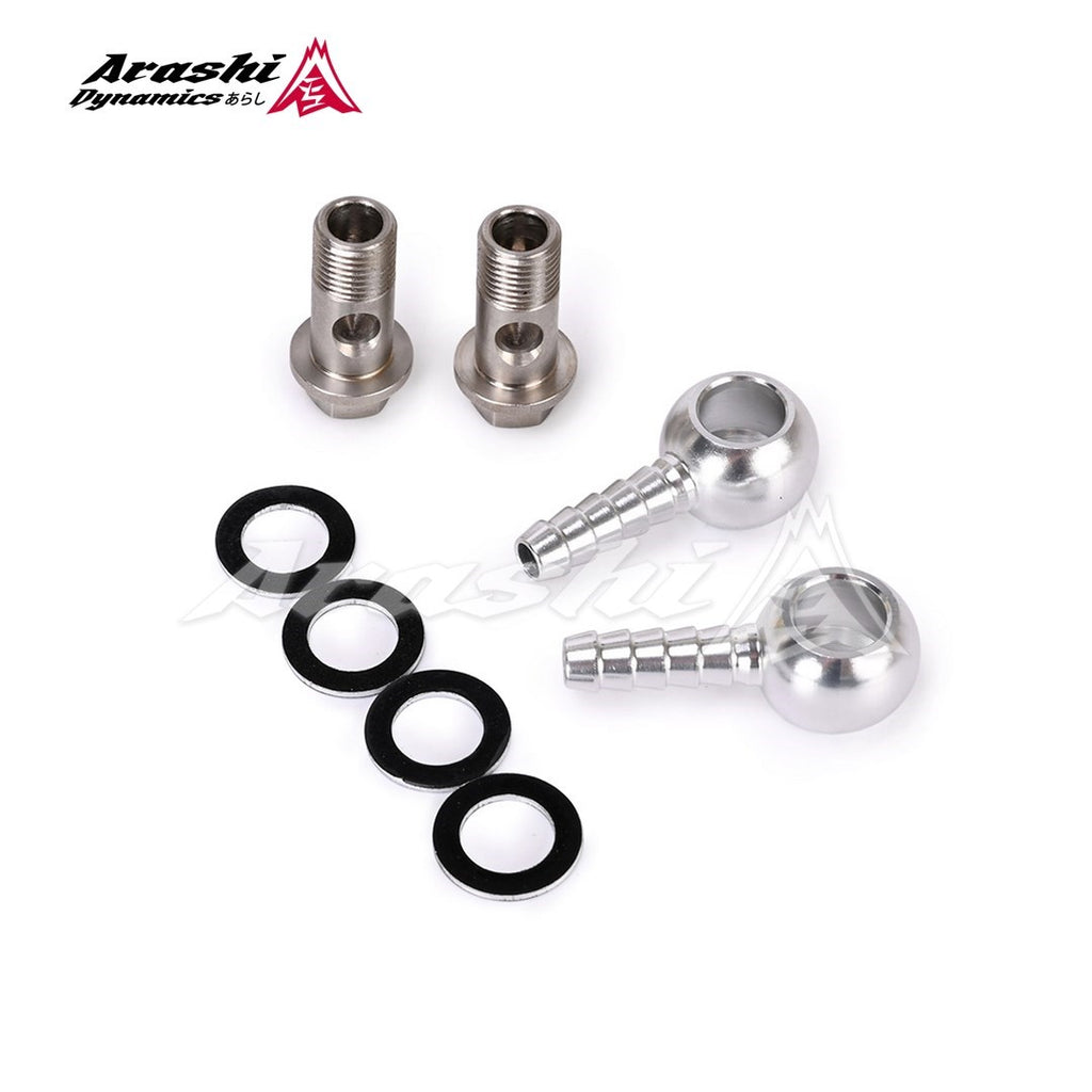Fuel Air Water Banjo Barb Fitting Kit M10x1.0mm Banjo to 1/4