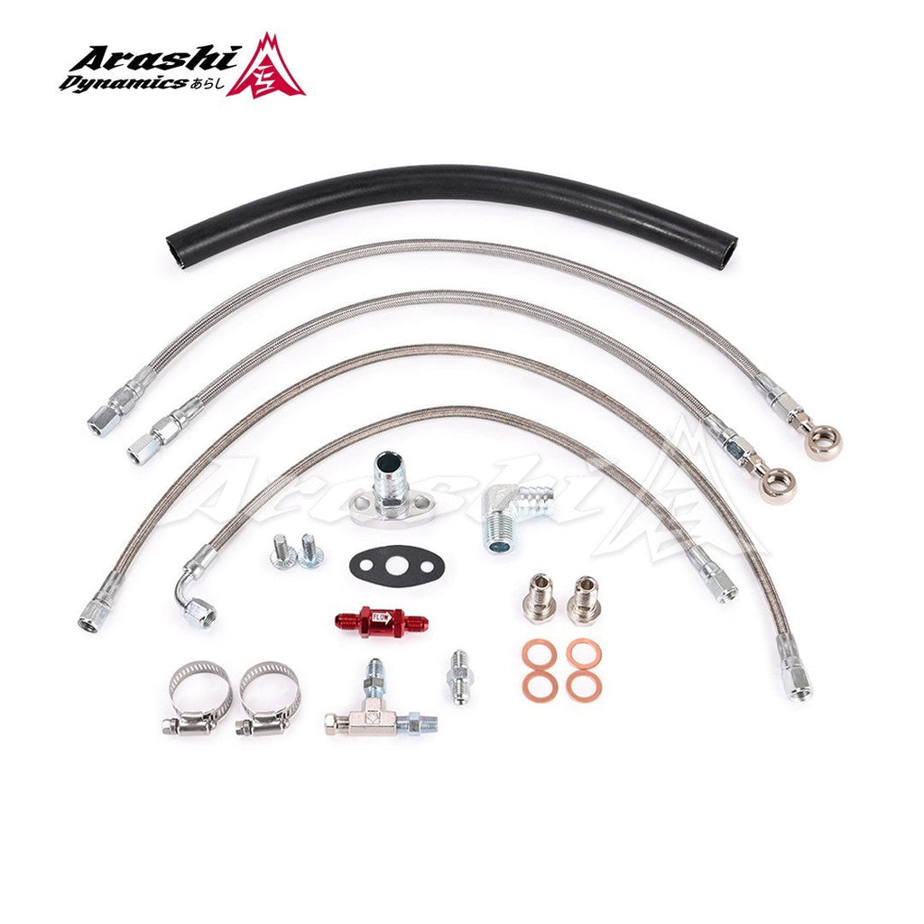 NISSAN TD42 GQ Garrett GT28R Ball Bearing Turbo Oil Water Line Kit w/ Oil Filter