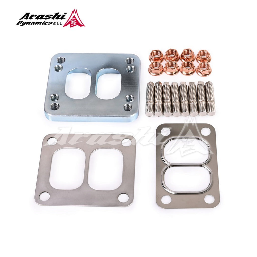 Garrett T3 to T4 Twin Entry / Scroll Turbo Exhaust Manifold Flange Adapter Gasket Stud Kit