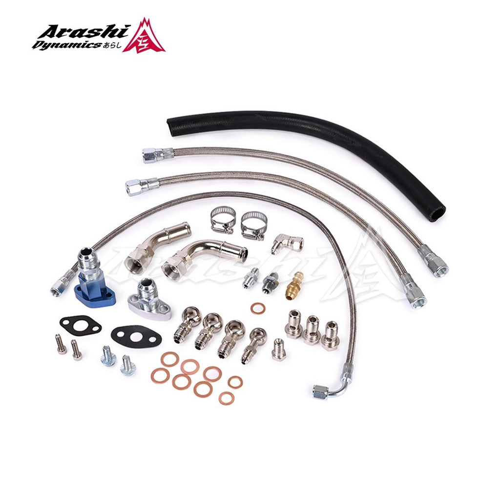 VW 1.8T Transverse w/ Garrett Top Mount GT28R GT30R Ball Bearing Turbo Oil Water Line Kit
