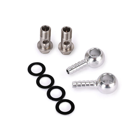 Fuel Air Water Banjo Barb Fitting Kit M10x1.0mm Banjo to 1/4" 6061 Aluminum
