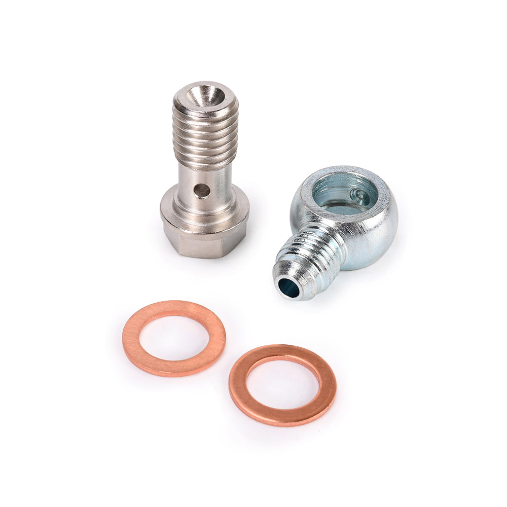 Turbo Oil Feed Banjo Bolt Kit 4AN to M12x1.75mm For Borg Warner Turbo w/ 1.5mm Restrictor