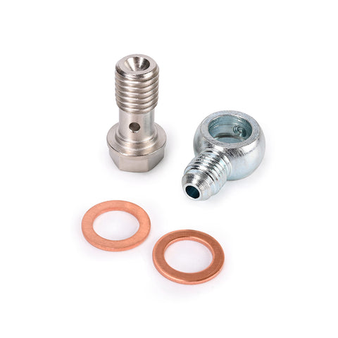 Turbo Oil Feed Banjo Bolt Kit 4AN to M12x1.75mm For Borg Warner Turbo w/ 1.5mm Restrictor